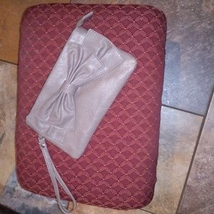Taupe Double Bowtie Wristlet/Purse